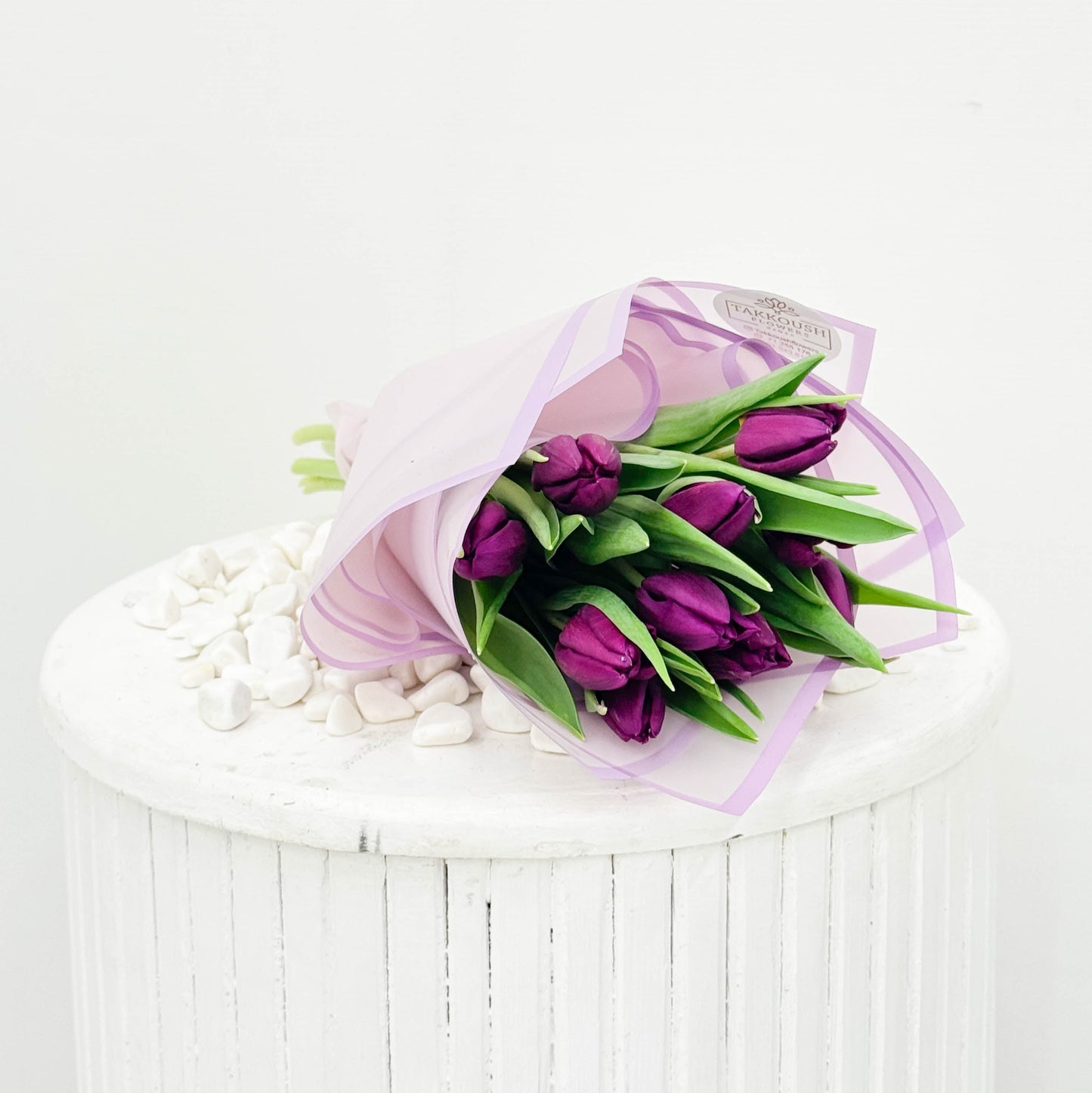 Hand Wrapped Purple Tulips