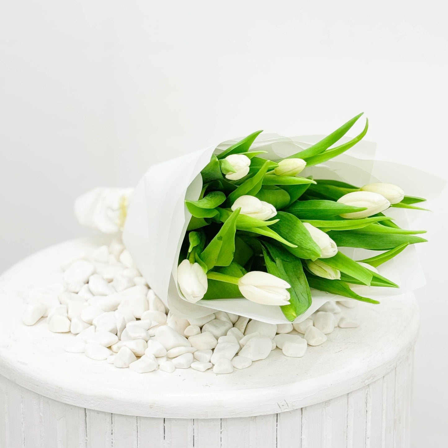 Hand Wrapped White Tulips