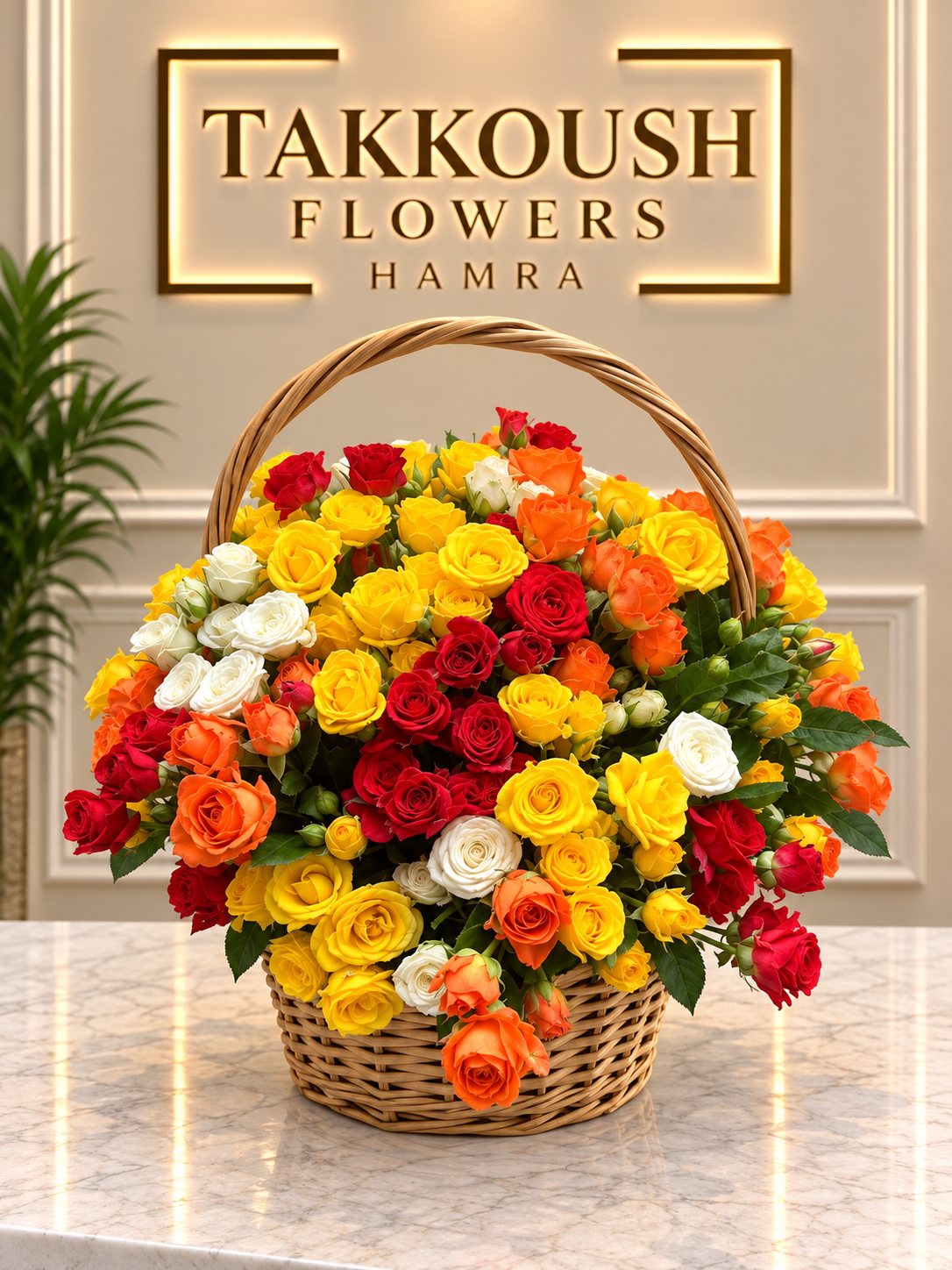 Sunset Rose Basket