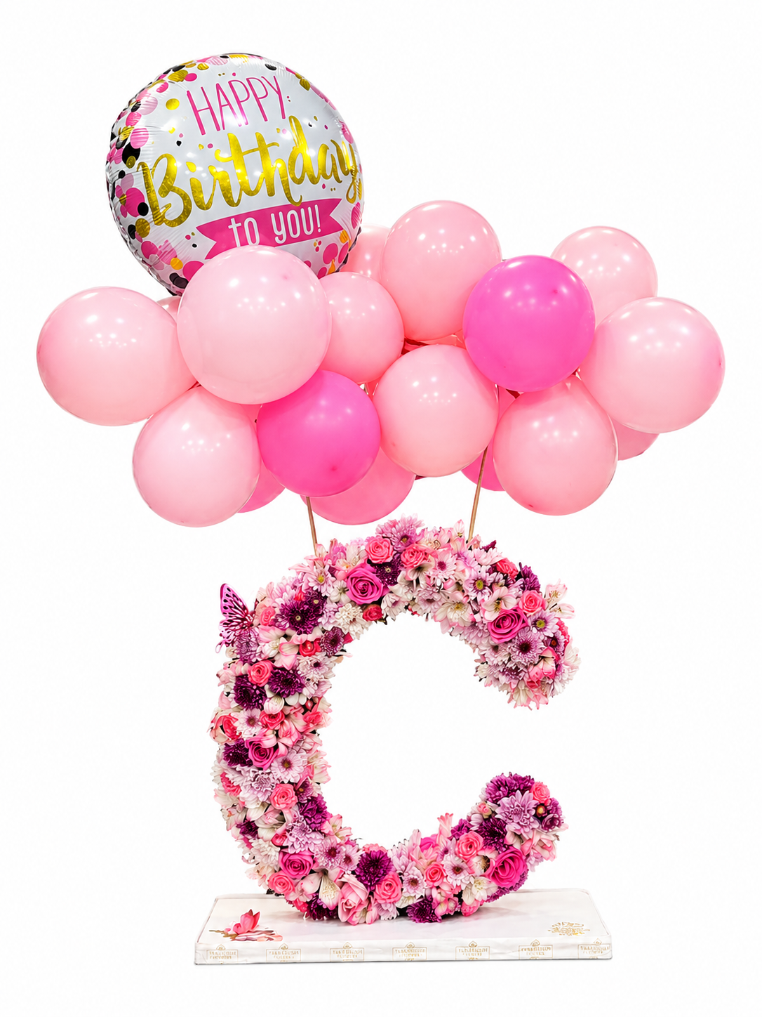 Pink Birthday Initial Charm