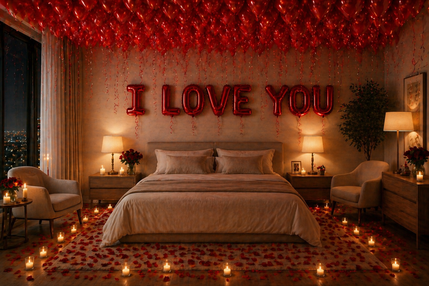 I Love You Balloon Room Deco