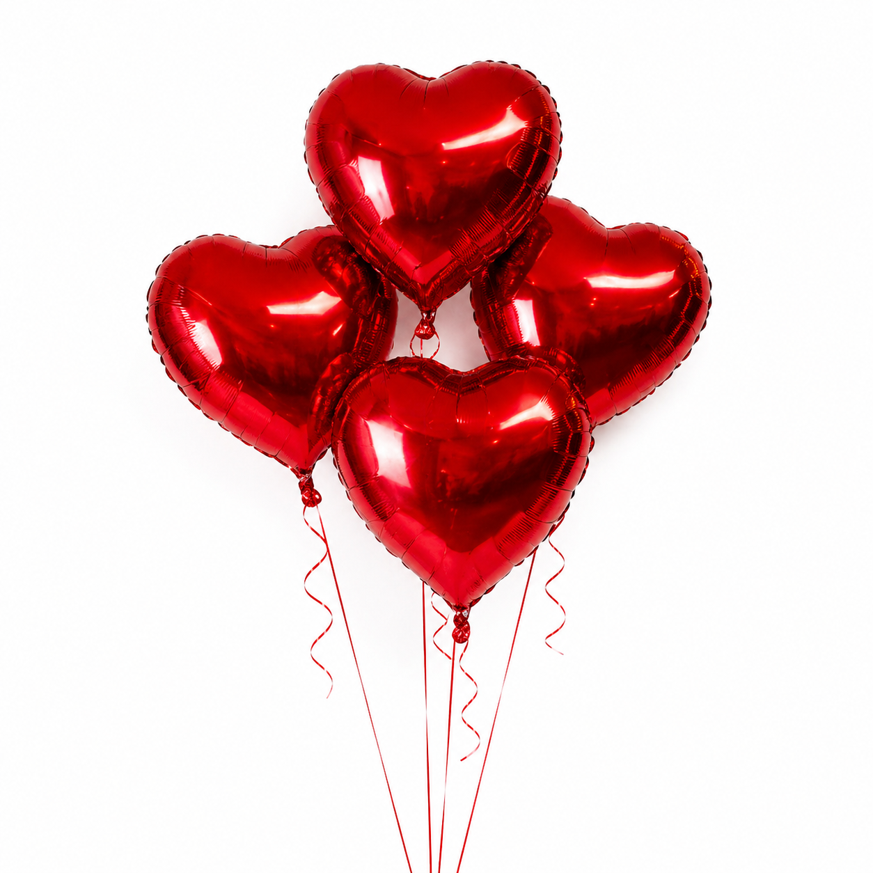 Four Red Heart Foil Balloon