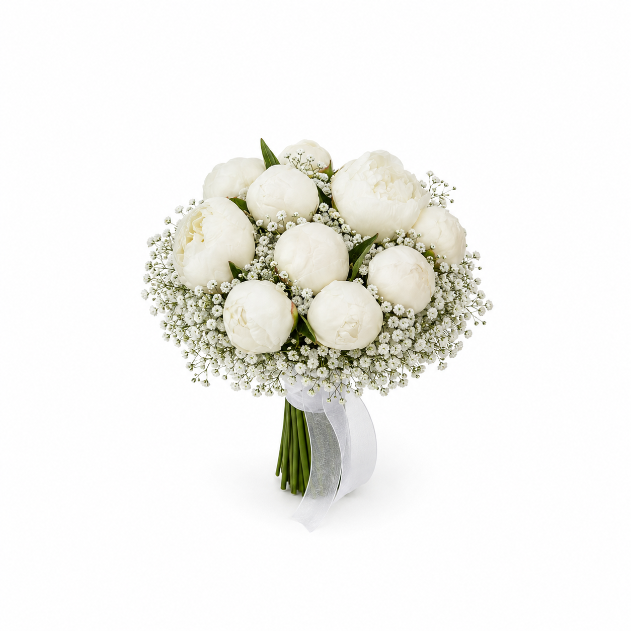 Real Gypso & Peonies Bouquet