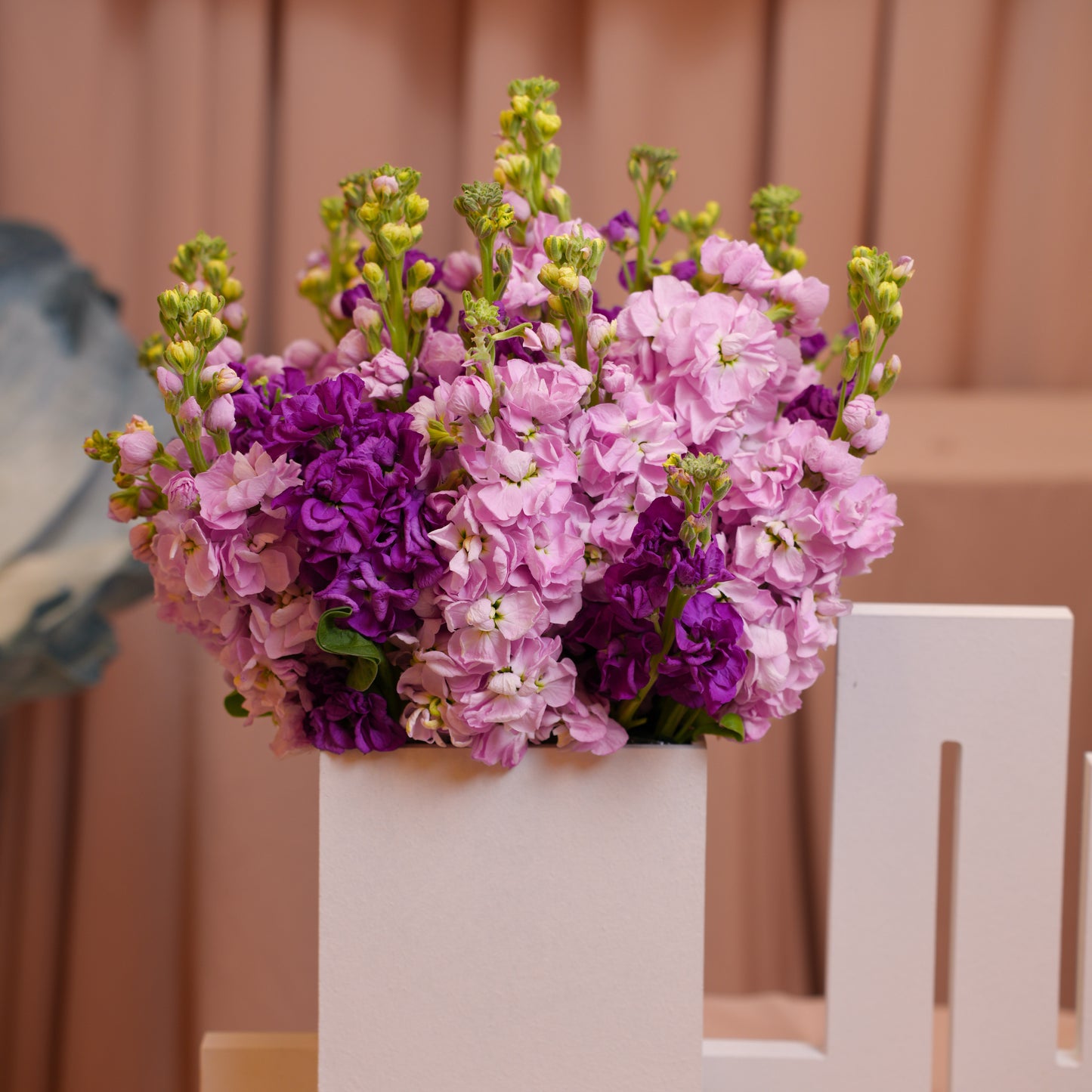 Mom Purple Matthiola Floral Stand