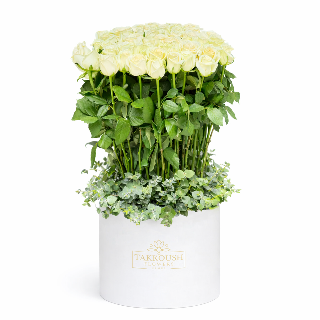 Elegant Cream Roses Hatbox