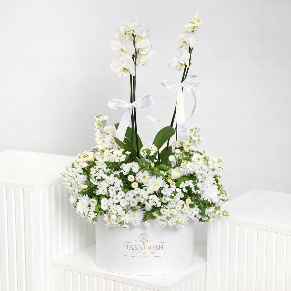 Orchid & Flowers Display Hatbox