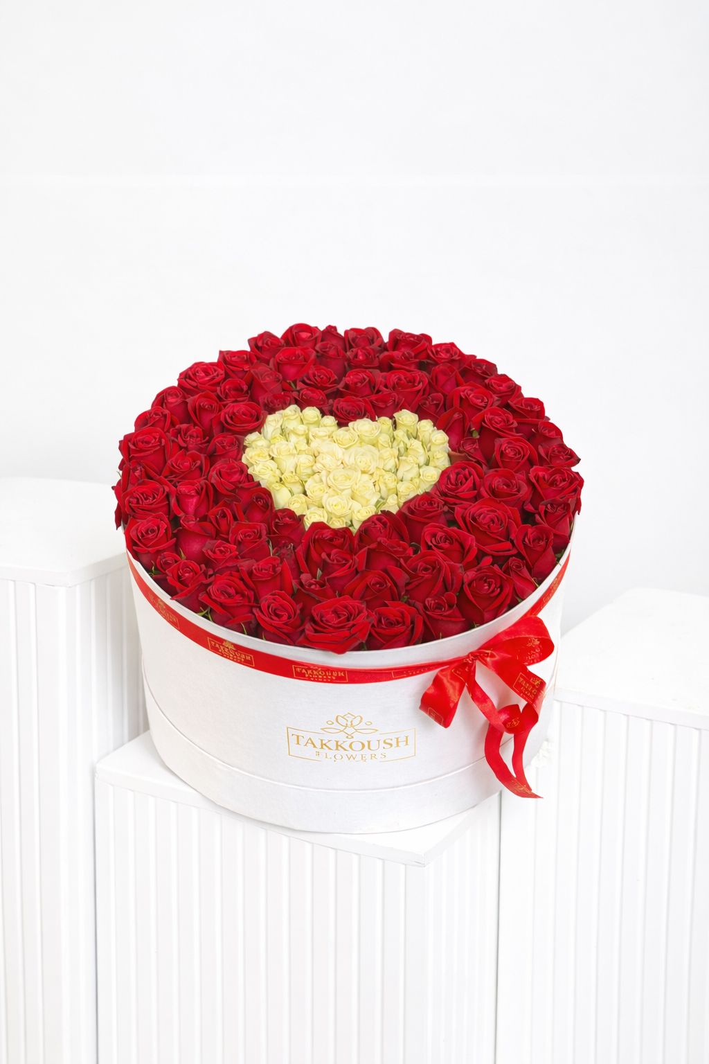 Ivory Heart in Crimson Bloom
