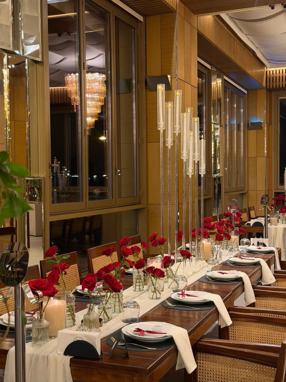 Crimson Elegance Table Setup