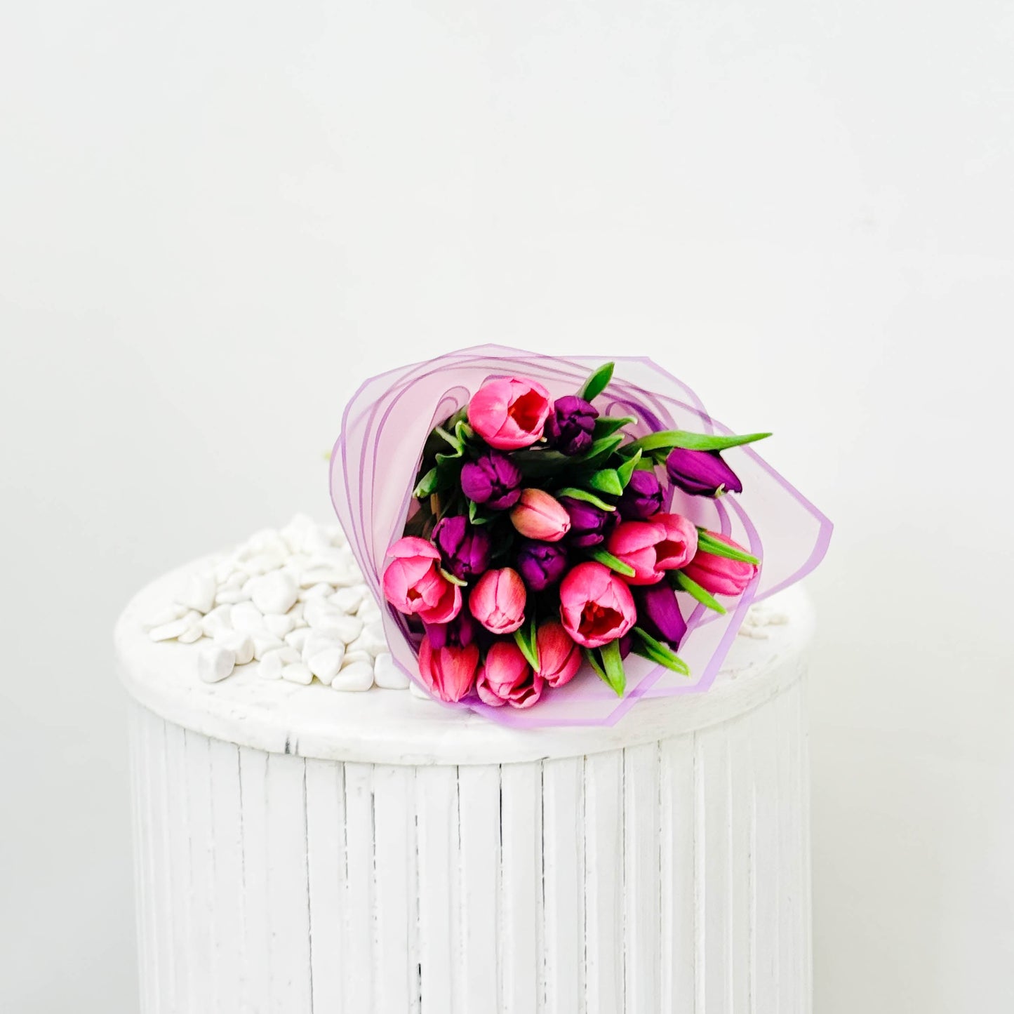Hand Wrapped Purple & Pink Tulips