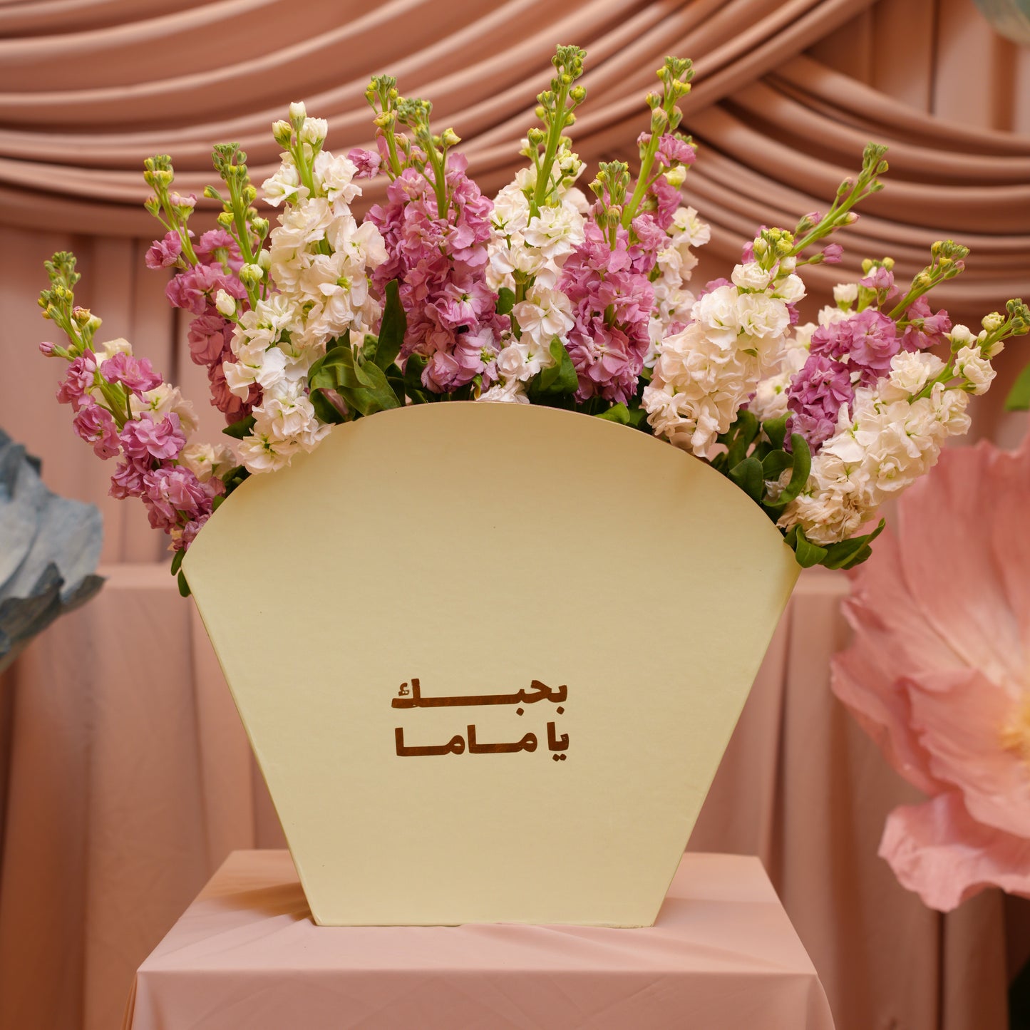 Fan Box White & Pink Matthiola