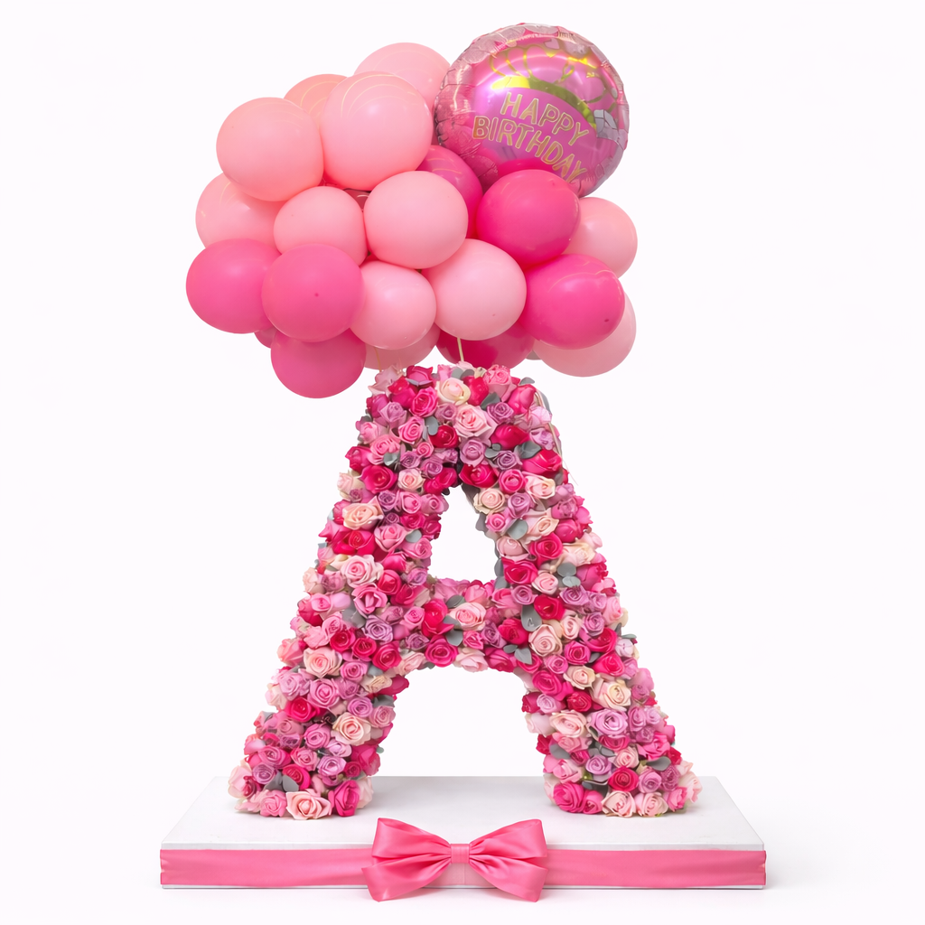 Floral Roses Letter & Balloons