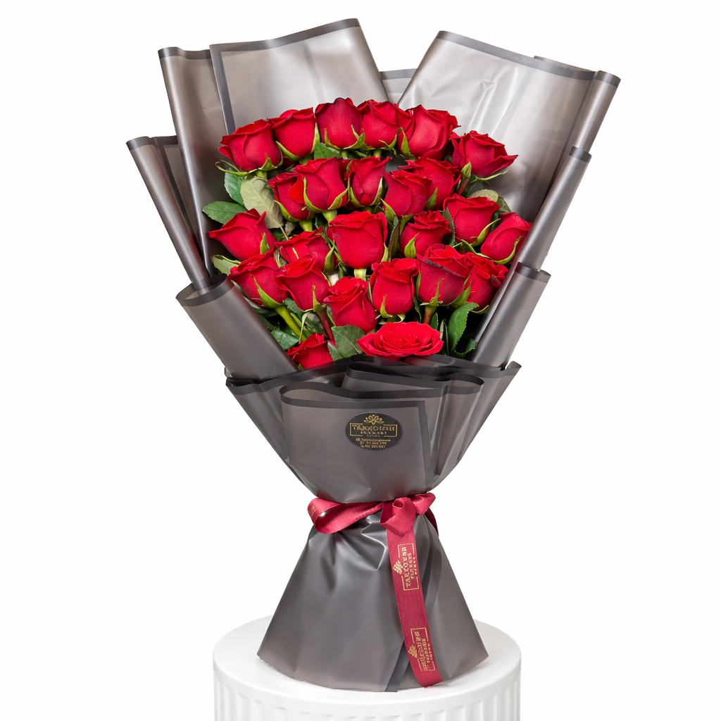 Smoky Red Roses Bouquet