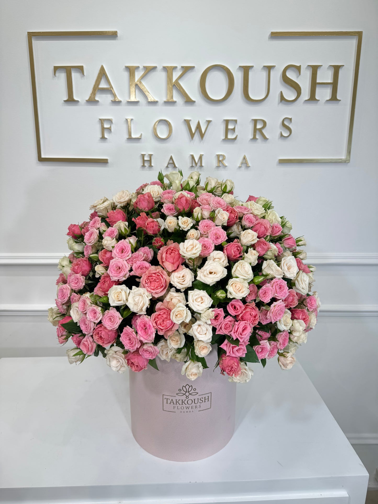 Pink & White Roses Hatbox – Sweet Pearl