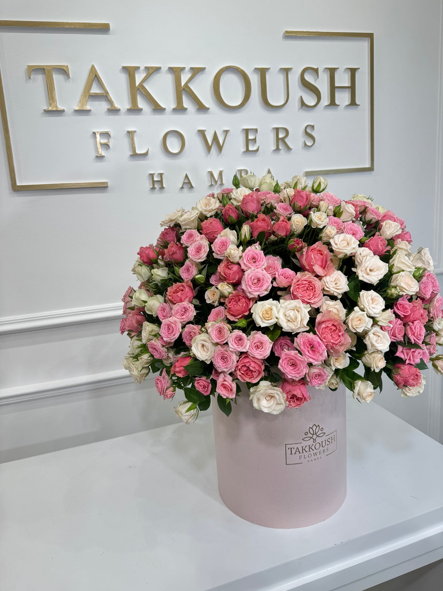 Pink & White Roses Hatbox – Sweet Pearl