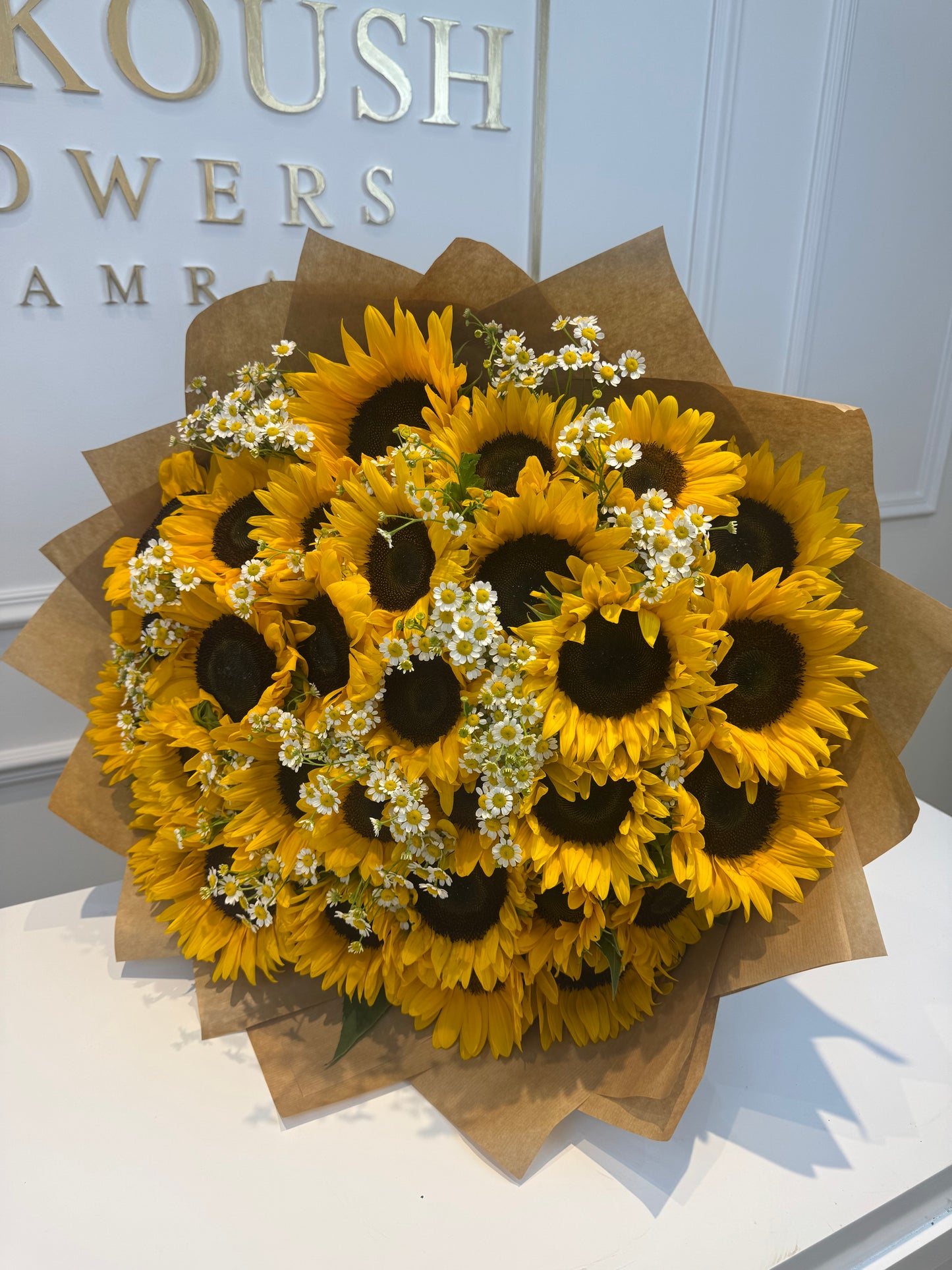 Sunflower & Chamomile Bouquet – Golden Sunlit